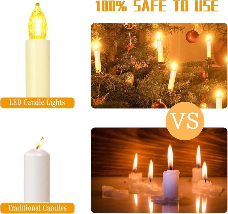 Sunjas Store 20PCS LED Flameless Candles Battery Operated Christmas Tree Candles with Remote, Button Cell Battery, Timer, Dimmer Battery Candle Flickering Warm Light Window Candle Christmas Home Decor - Image 2